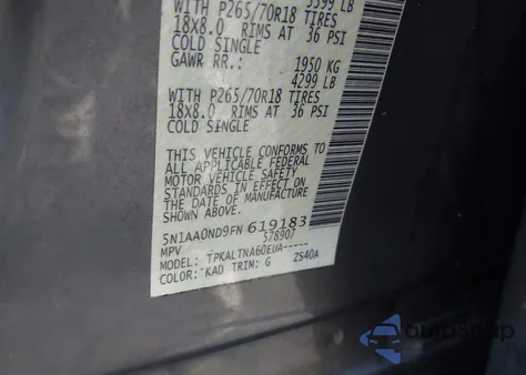 2015 Nissan Armada Sv from USA, damaged, VIN 5N1AA0ND9FN619183